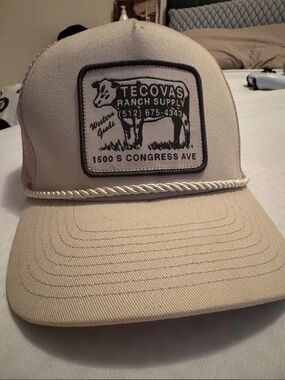 Tecovas Beige & Black Patch Rope-Accent Trucker Hat